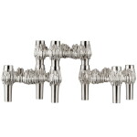 Stoff Nagel Designový svícen STOFF Nagel Quist Brushed Chrome – set 3 ks, stříbrná barva, kov
