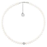 Perlový choker náhrdelník Marilda - chirurgická ocel, sladkovodní perla, Stříbrná 36 cm + 5 cm (prodloužení) Bílá
