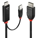 Lindy černá/červená / Adaptér / HDMI - DisplayPort / 4K 60Hz / 2 m (41499)