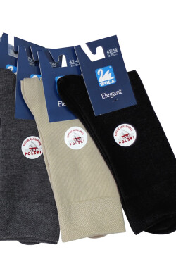 Pánské hladké ponožky s polyesterem MR ELEGANT LATTE 39/41