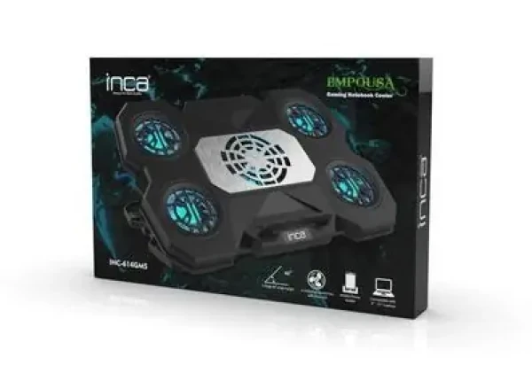 INCA INC-614GMS / Chladicí podstavec pro notebook / 4x ventilátor 70 mm / LED podsvícení / 2600 RPM / 2x USB (INC-614GMS)