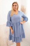 Dámské viskózové šaty Plus Size s ažurovou ozdobou džínová UNI