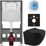 CERANO - Kompletní WC set Basic/Cesso - černá matná - WC tlačítko Modulo/Bílá - volně stojící - předstěnová instalace - 49x36 CER-8050BD86362
