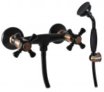 RAV Slezák - MORAVA RETRO - Sprchový set s baterií, Černá matná/Stará mosaz (Bronz), 150 mm MK380.5/1CMATSM