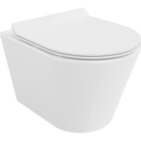 MEXEN/S - Rico Závěsná WC mísa Rimless Tornado včetně sedátka s slow slim, duroplast, bílá lesk 30720100T