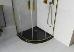 MEXEN/S - Apia sprchový kout čtvrtkruh 90x90, transparent, zlatá + černá vanička se sifonem 863-090-090-50-00-4170G