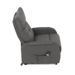 Křeslo polohovací, eletrické, šedá látka.