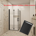 H K - Sprchový kout MELODY BLACK LINE R907, 90x70 se zalamovacími dveřmi včetně černé vaničky z litého mramoru MBLINER907/BLACKSTAR9070SET