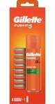 Gillette Fusion5 / Náhradní hlavice na holicí strojek / 8 ks + gel na holení 200 ml (81767363)