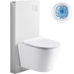CERANO Kompletní WC set Modul/Carlito - bílá lesklá - integrované WC tlačítko - pneumatický modul - 48,5x36,5 cm
