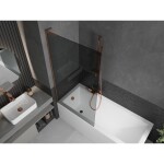 MEXEN/S - Next L vanová zástěna FIX 90 x 150, grafit, růžové zlato 895-090-000-03-40-60