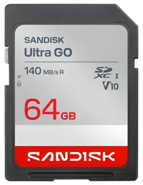 SanDisk Ultra Go SDXC 64 GB / Paměťová karta / čtení 140 MB/s / vhodné pro Full HD (SDSDUGN-064G-GN6IN)