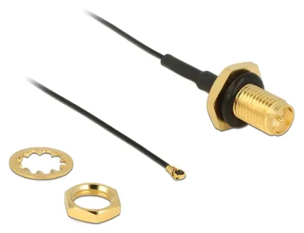 Delock Anténní kabel RP-SMA (F) - MHF IV (M) černá / 20 cm / 0,81 mm (12460)