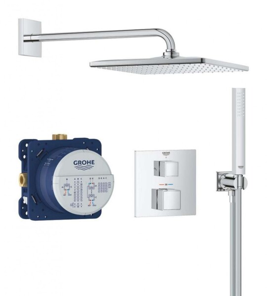 GROHE - Precision Cube Sprchový set s termostatem pod omítku, 31x31 cm, chrom 34879000