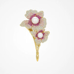 Brož ve tvaru dvou rozkvetlých květů Adéle, Zlatá