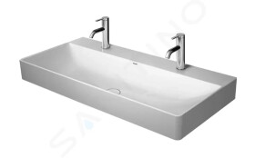 DURAVIT - DuraSquare Dvojumyvadlo nábytkové 1000x470 mm, bez přepadu, 2 otvory pro baterie, DuraCeram, bílá 2353100072