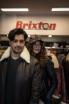 Pánská Kožená Bunda Pilot Pierce Pravý Kožíšek Brixton Hnědá Velikost: 5XL