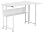 Maclean MC-126 L/W bílá / Skládací stůl / mobilní / 100x73 cm / rohový, L-tvar / nosnost 50 kg / s policí (MC-126 L/W)