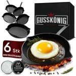 GUSSKÖNIG Sada litinových pánviček 6× 13,7 cm / Sada litinových pánviček / vypálené / do trouby i na gril (GK-53)