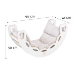 PLUSH NEST PLUSH NEST Dřevěné houpátko Mini 4v1 s lezeckou stěnou, skluzavkou a polštářem (světle béžové / bílé)