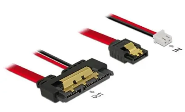 DeLock kabel SATA 7 pin samice + 2 pin napájecí samice SATA 22 pin samice / přímý (5 V) / kovový / 30 cm (85242-DE)