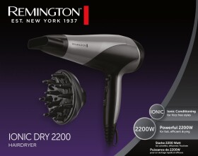 Remington D 3190 S Ionic Dry 2200 stříbrná / fén na vlasy / 2200 W / 3 teploty / 2 rychlosti / Ionizace (5038061144499)