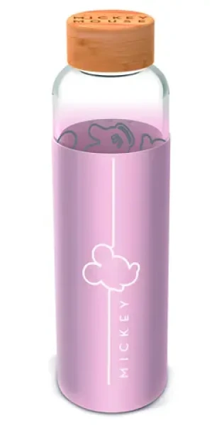 STOR Skleněná láhev s návlekem Mickey Mouse 585 ml / Láhev na pití / Silikonový návlek / Sklo (ST00245EPM)