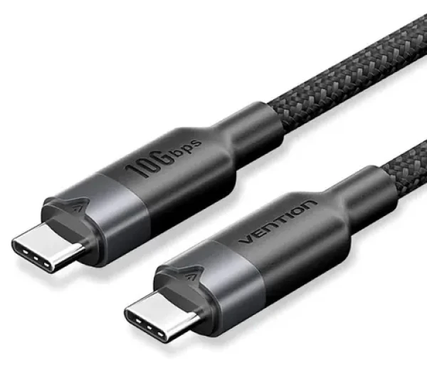 Vention černá / Kabel USB-C na USB-C / USB 3.2 Gen 2 / 10 Gbps / 1 m / 5 A / 100 W PD (TRGBF)