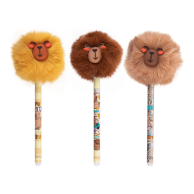 Colorino gumovatelné pero, POM POM, kapybara, 12 ks, s víčkem, modrá náplň, displej, mix barev - 12ks