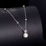 Stříbrný náhrdelník s perlou a 0,1 ct MOISSANITE + CERTIFIKÁT, Stříbrná 40 cm + 5 cm (prodloužení) certifikát GRA, hadřík na čištění stříbra, dárková krabička