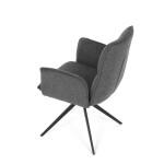 Židle jídelní, šedá látka, 360° vratný mechanismus, černý kov