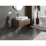MEXEN/S - Rivel koupelnová skříňka pod umyvadlo 90 cm s deskou, 1 šuplík, reliéf , ořech 91A20-09023-1-BFC86