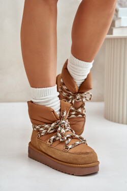 Semišové dámské sněhule s hrubým šněrováním D.Franklin Hnědé Velikost: 38