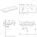 GEBERIT - Acanto Dvojumyvadlo 1200x482 mm, bez otvoru pro baterii, s přepadem, bílá 500.628.01.2