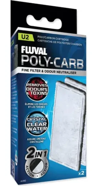 Fluval Náhradní uhlíková vložka pro filtr U2 / Filtrační vložka / Akvaristika / 2 ks (101-490)