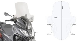 D5614St plexi čiré Piaggio Mp3 300 Hpe (19-24), vxš840x690 mm