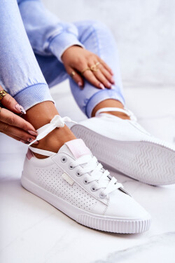 Dámské klasické tenisky Big Star - bílé/růžové Velikost: 40