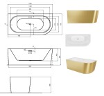 BESCO - Vana AVITA A-LINE Glam01 zlatá - 160 x 75 - levé provedení - Barva - Zlatá, Barva sifonu - Zlatá, Rozměr vany - 160 × 75 Způsob provedení - Levé VANAVITAL16LZZ