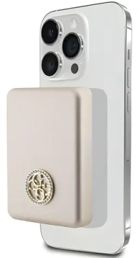 Guess 4G Strassed Metal Logo MagSafe 3000mAh zlatá / Powerbanka / Bezdrátové nabíjení 5W (GUPBM3AL4DMD)