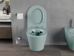 MEXEN - Rico Závěsná WC mísa Rimless včetně sedátka s slow, Duroplast, světle zelená mat 30724048