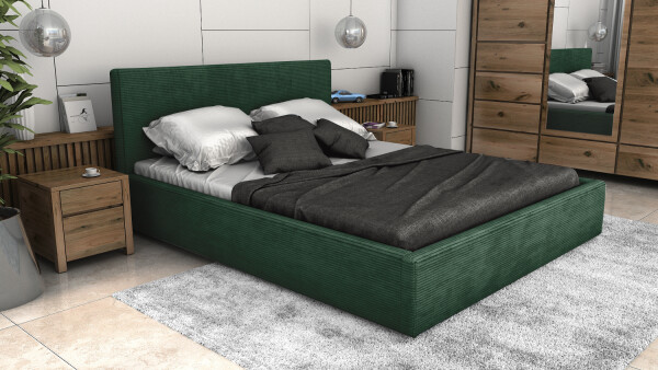 FRONTI Postel LINCOLN 180x200 tmavězelená s úložným prostorem - manšestr - LINCOLN 39