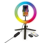 YENKEE YSM 710 LED Ring bílá / selfie stojan na mobil / LED ring / 29 barev / 800lm / 8 úrovní jasu (8590669312610)