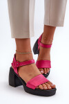 Zazoo 40386 Dámské Kožené Sandály Na Podpatku Fuksie 39