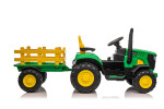 Mamido Dětský elektrický traktor s vlečkou 12V 7Ah EVA kola ECO kůže zelený