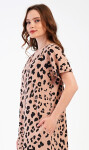 Dámské domácí šaty s krátkým rukávem Leopard béžová 1XL