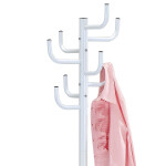 Věšák stojanový, kovová konstrukce, bílý lesklý lak, výška 182 cm, nosnost 10 kg