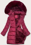 Péřová dámská zimní bunda ve vínové bordó barvě (2M-051) odstíny červené S (36)