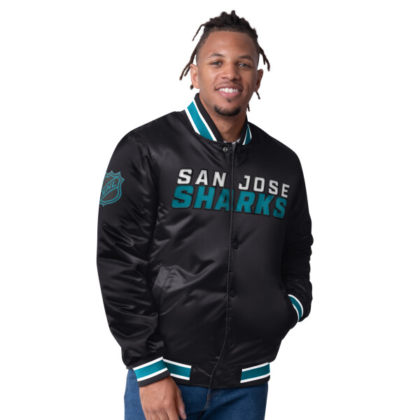 Starter Pánská Oboustranná Bunda San Jose Sharks The CLOSER Reversible Varsity Satin Jacket Velikost: XL