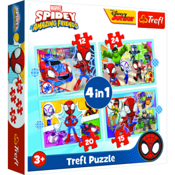 Trefl Puzzle Spidey a jeho úžasní přátelé 4v1 (12,15,20,24 dílků) - Trefl