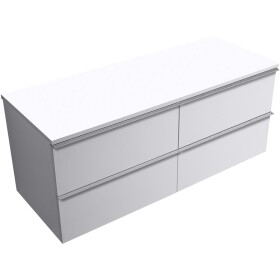 CERANO - Koupelnová skříňka Velora - bílá matná, úchytka chromová + deska pod umyvadlo Navira Slim - 18 mm - 140x54,8x46,5 CER-665179
